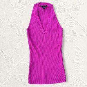 Inc International Concepts Women's Fuchsia Sleeveless Ribbed Knit Top Size M